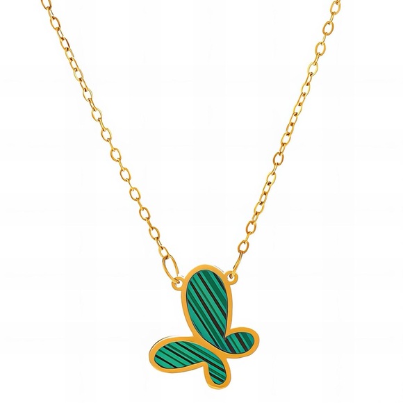 18K GOLD PLATED STAINLESS STEEL "BUTTERFLY" NECKLACE - Picture 1 of 4